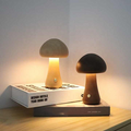Lámpara de LED de madera y forma de seta - Recargable y portátil
