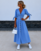 Vestido largo vaquero Olivia - Vestido casual chic para mujer