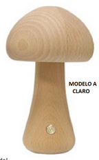 Lámpara de LED de madera y forma de seta - Recargable y portátil