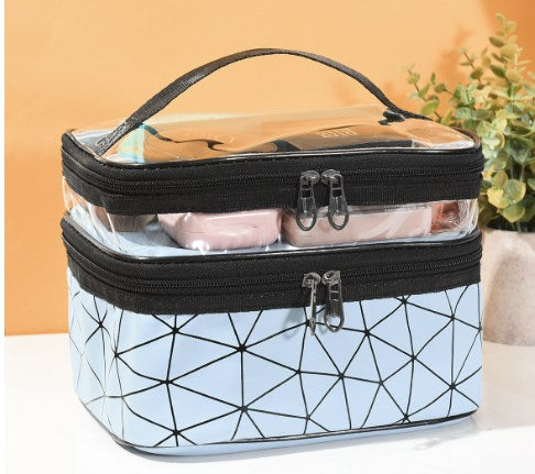 Neceser doble transparente multifuncional para viajes