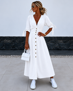 Vestido largo vaquero Olivia - Vestido casual chic para mujer
