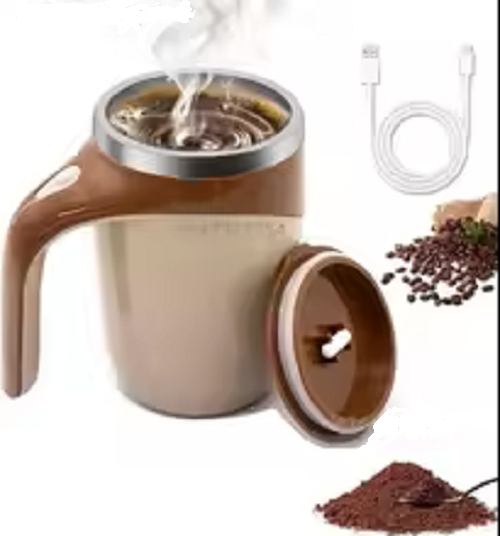Taza de café de acero inoxidable con agitador automático (portátil)