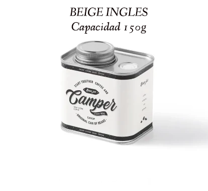 Latas selladas de hojalata para acampar al aire libre con granos de café