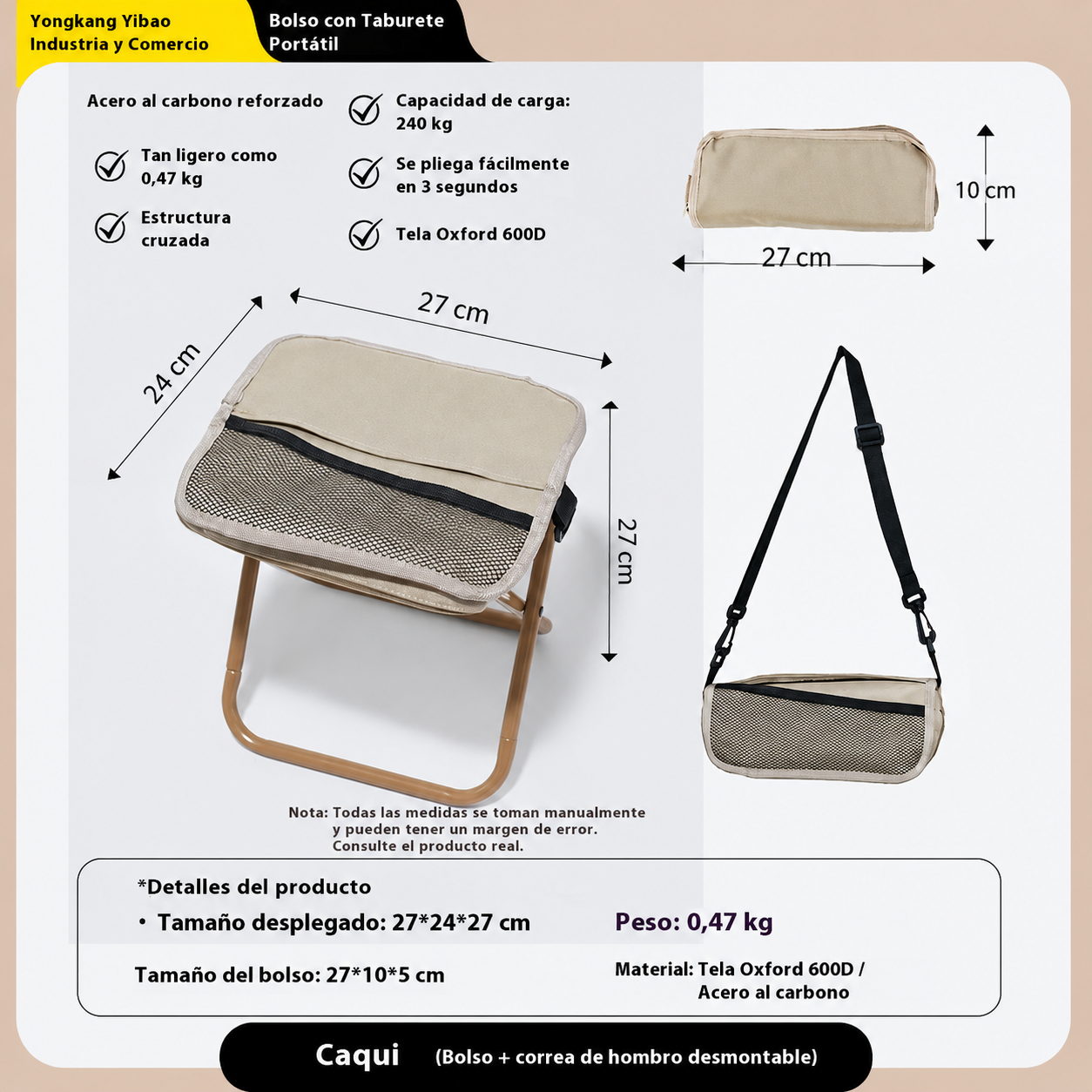 Taburete plegable para acampar