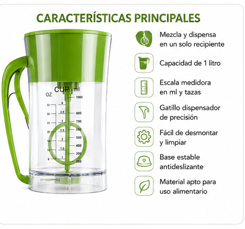 Batidora y dispensadora de masa para pasteles