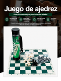 Juego de ajedrez portátil para exteriores con piezas de cuero sintético.