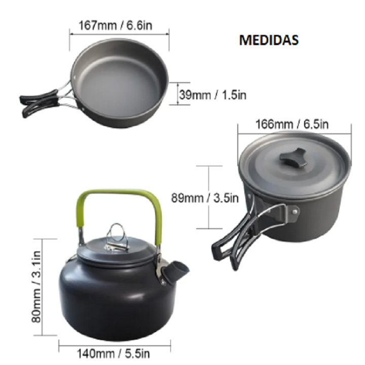 Juego de utensilios de cocina para acampar al aire libre