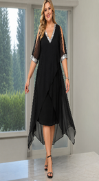 Vestido de verano de gasa con escote en V para mujer, tallas grandes.