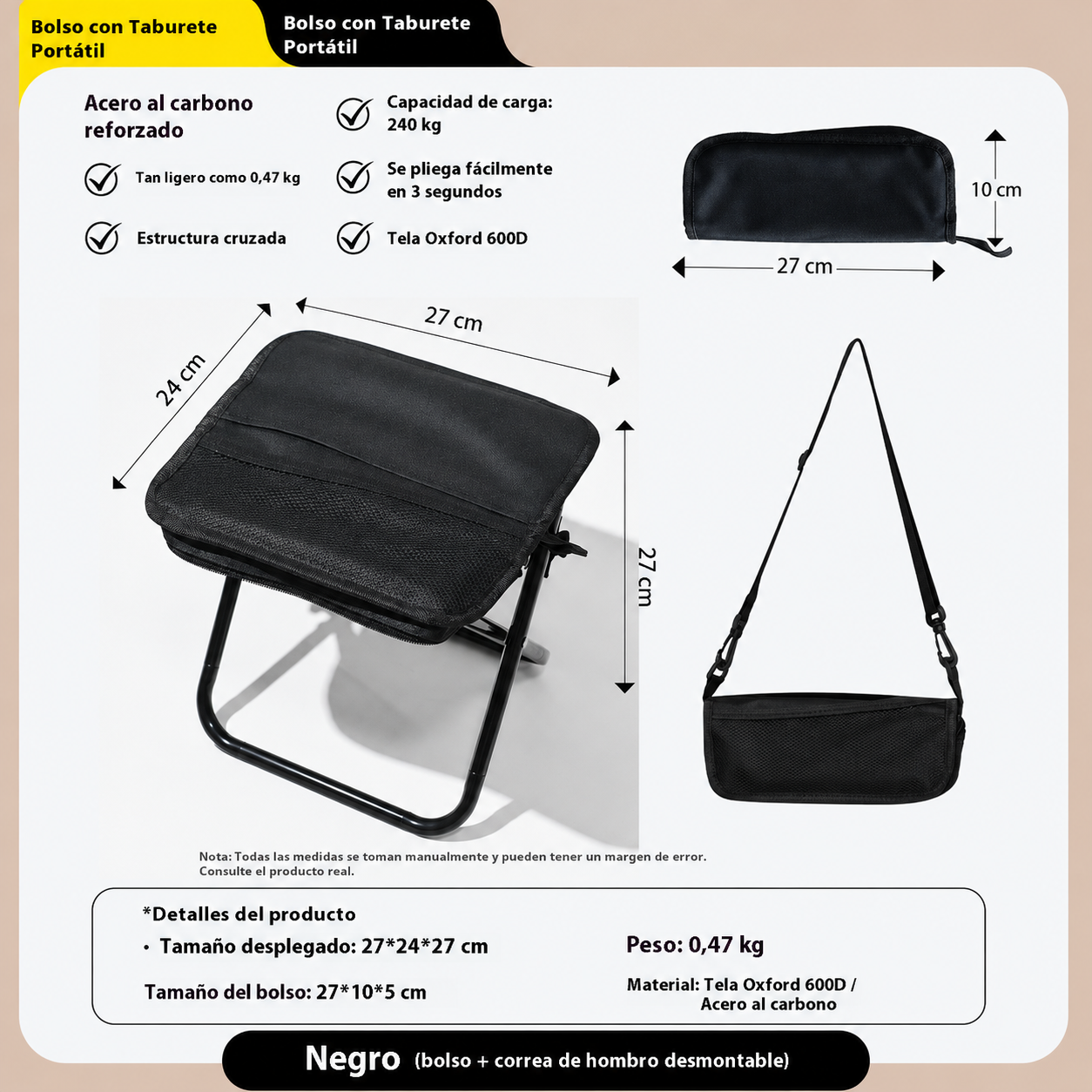 Taburete plegable para acampar