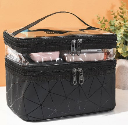 Neceser doble transparente multifuncional para viajes