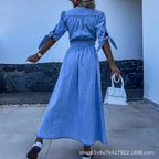 Vestido largo vaquero Olivia - Vestido casual chic para mujer