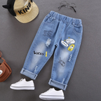 Pantalones vaqueros de mezclilla con dibujos animados y grafitis para niños