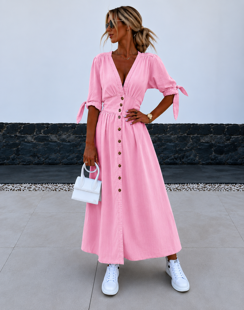 Vestido largo vaquero Olivia - Vestido casual chic para mujer