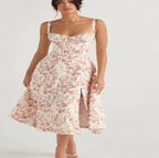 Vestido parisino - Vestido largo floral que moldea la cintura