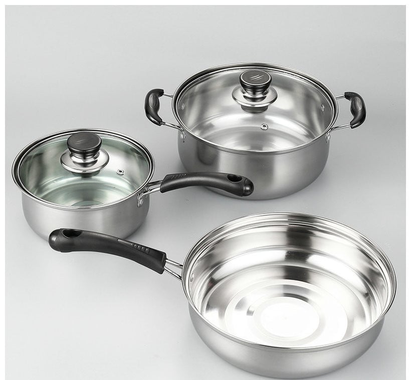 Juego de tres piezas de cocina de acero inoxidable