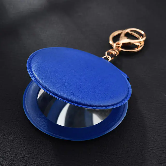 Espejo de maquillaje redondo plegable portátil de colores caramelo