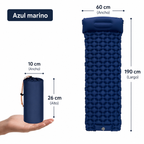 Colchoneta inflable ultraligera y portátil para acampar.