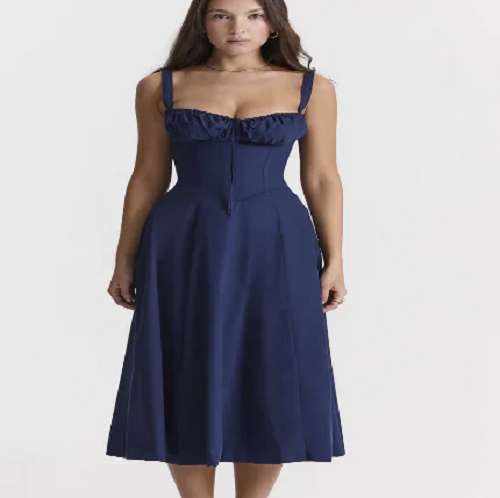 Vestido parisino - Vestido largo floral que moldea la cintura