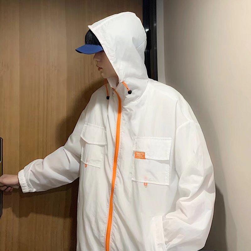 Chaqueta con capucha ligera de protección solar para hombre, ideal para el verano.