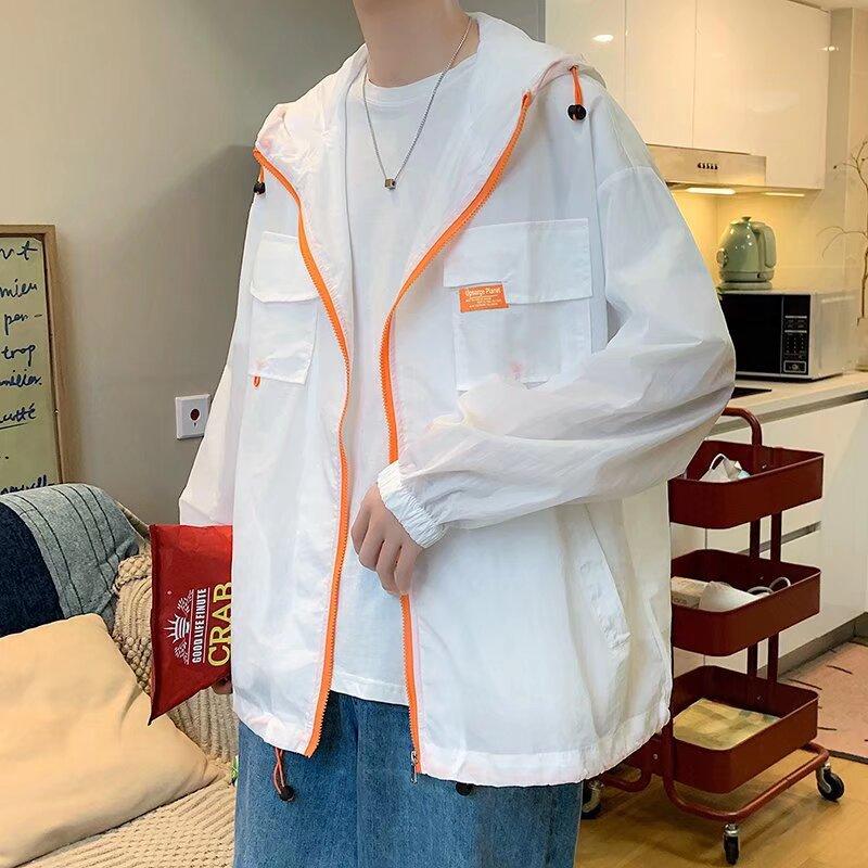 Chaqueta con capucha ligera de protección solar para hombre, ideal para el verano.