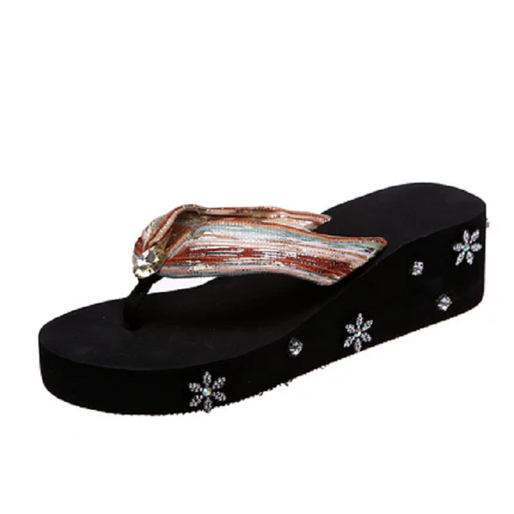 Sandalias de dedo con pedrería para mujer - Estilo bohemio playero