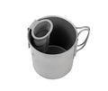 Taza plegable de titanio para acampar y viajar.