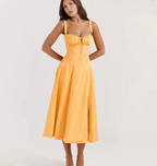 Vestido parisino - Vestido largo floral que moldea la cintura