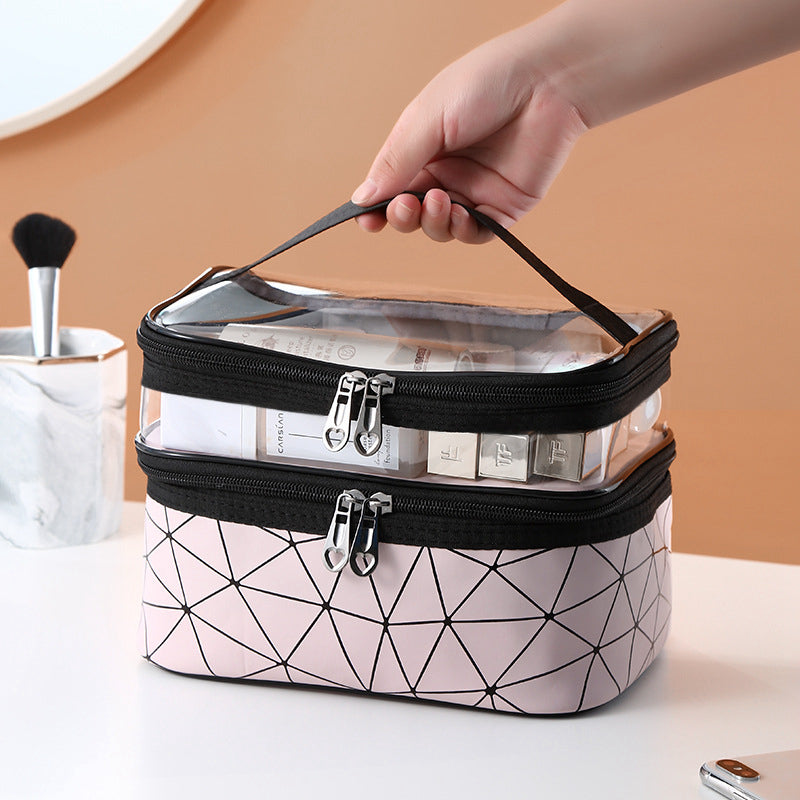Neceser doble transparente multifuncional para viajes