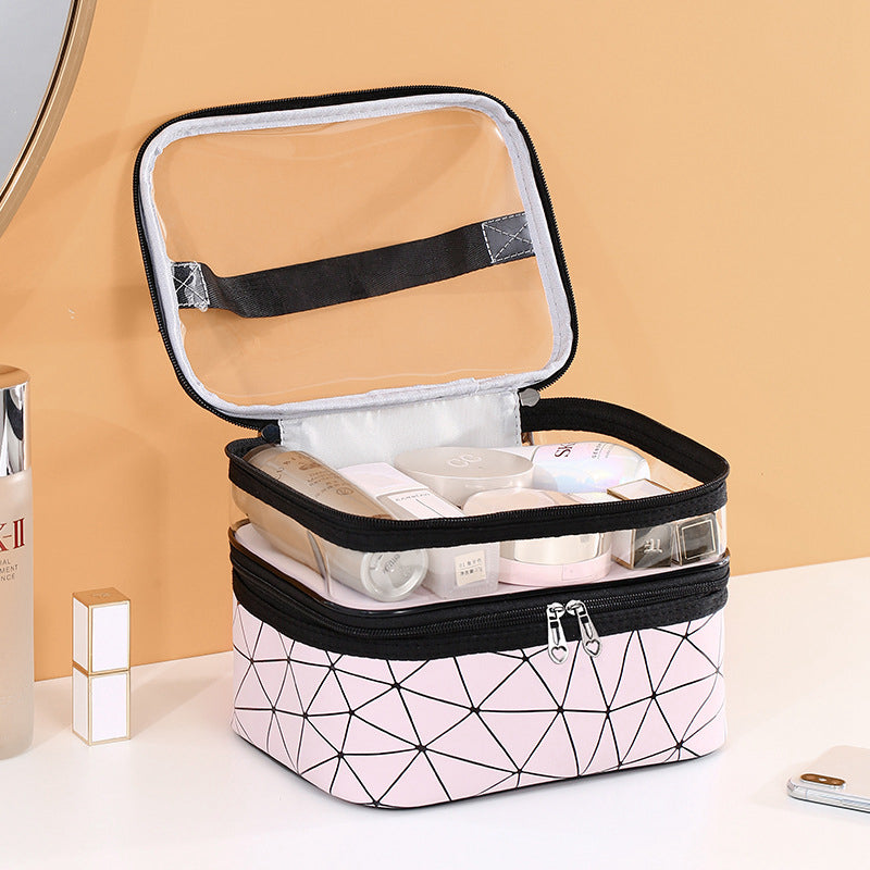 Neceser doble transparente multifuncional para viajes