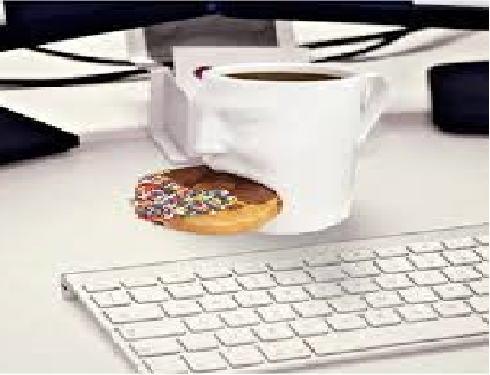 Taza de desayuno, taza de leche y taza de café.