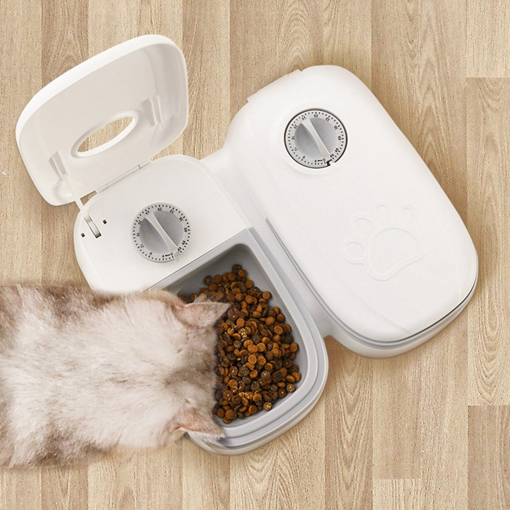 Comedero automático para mascotas con temporizador para gatos y perros.