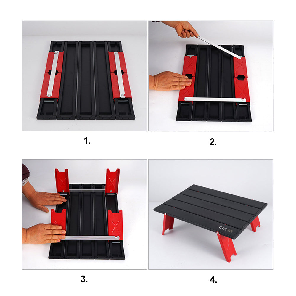Mesa plegable ultraligera portátil para actividades al aire libre.