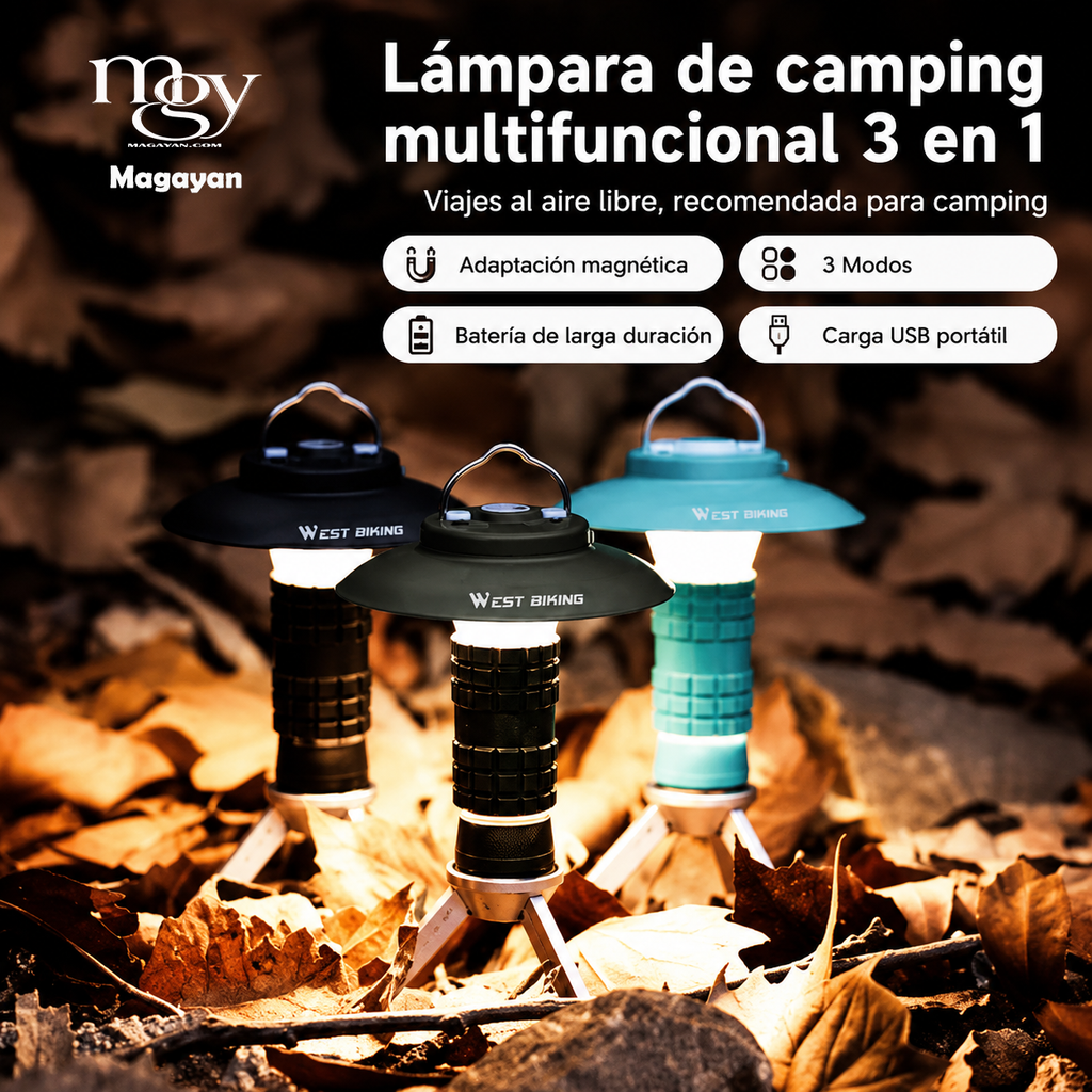 Luz portátil para acampa 3 en 1