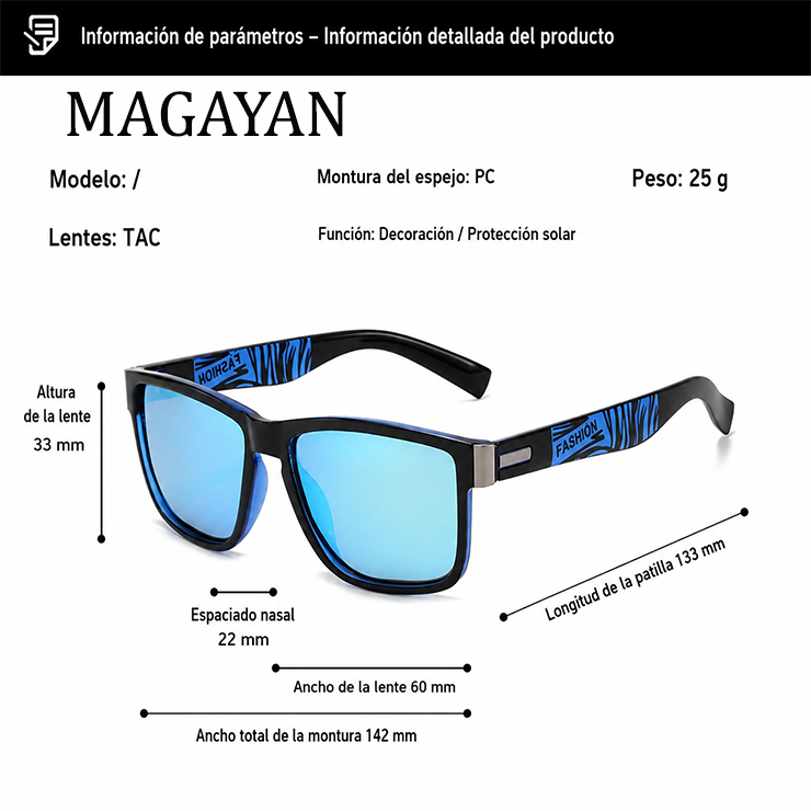 Gafas de sol cuadradas polarizadas de moda para hombre,