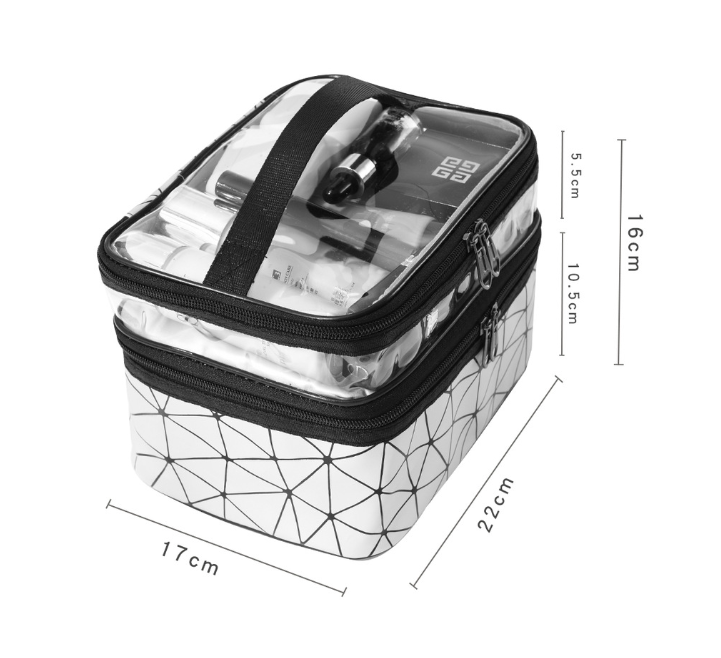 Neceser doble transparente multifuncional para viajes