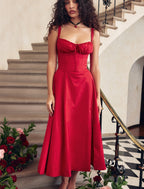 Vestido parisino - Vestido largo floral que moldea la cintura
