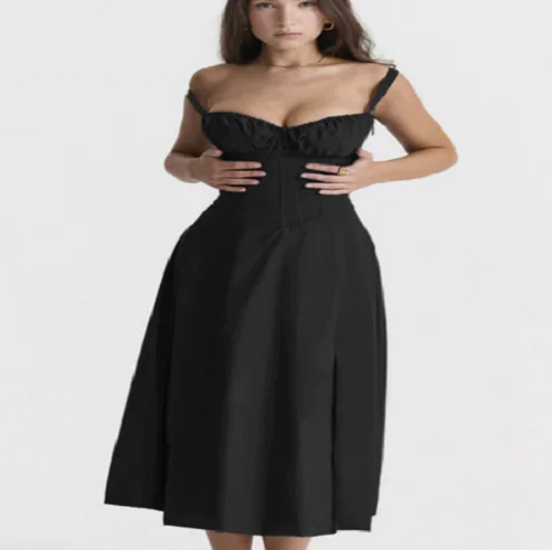 Vestido parisino - Vestido largo floral que moldea la cintura